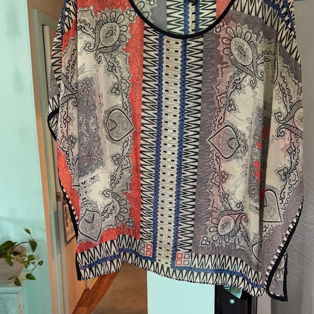 Style & Co. Women's Blouse with Red and Blue Pattern